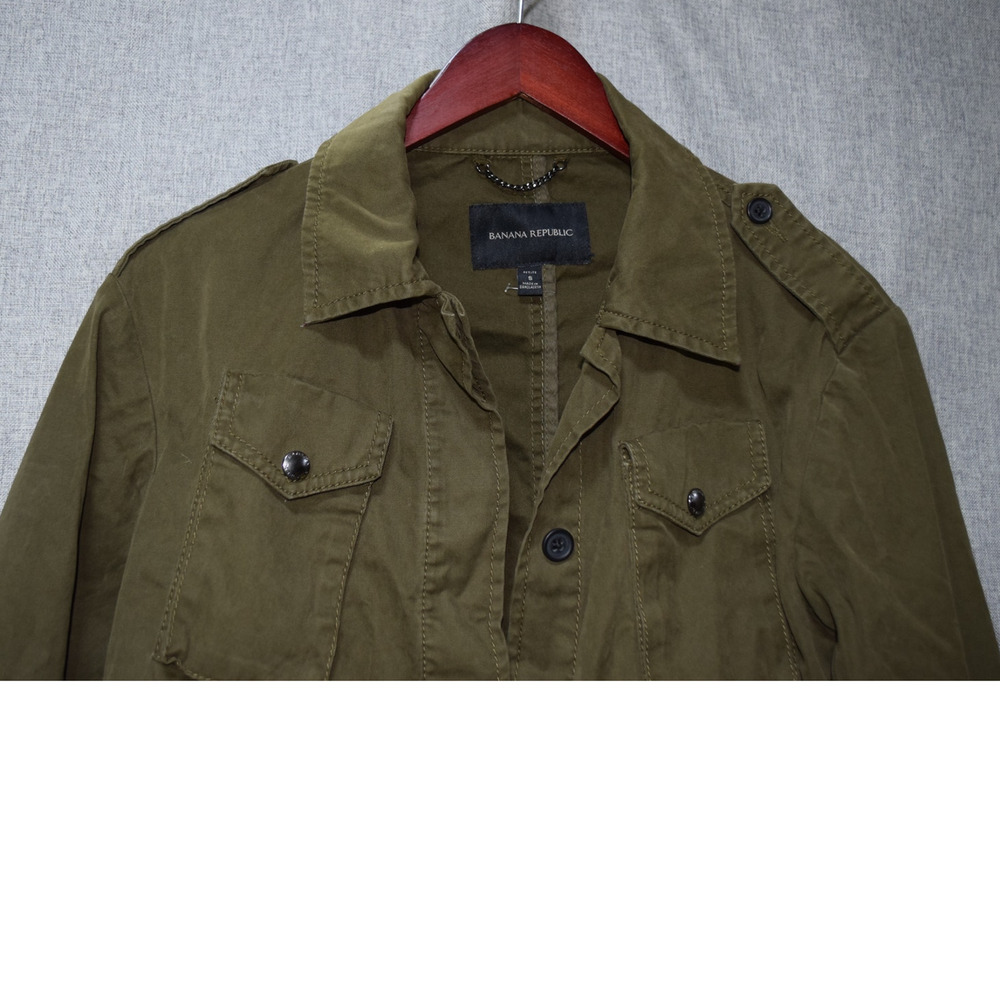 Banana Republic Olive Military Field Jacket Womens Small Utility Cotton - Picture 2 of 3